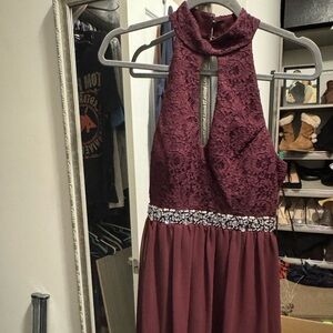Speechless Wine Lace Midi Dress
